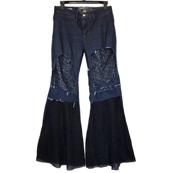 Lileth Couture Banana Republic Denim Lace & Mesh Jeans Pants One of a Kind - Picture 2 of 11